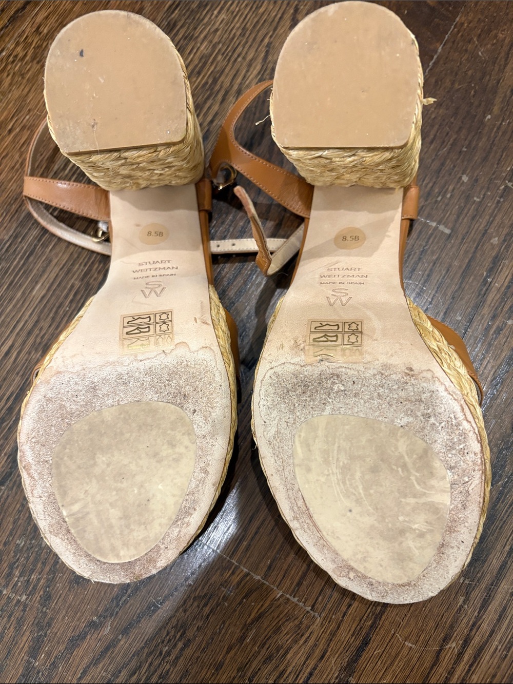 Stuart Weitzman Women’s Tan Leather Platform Sandals with Ankle Strap - Picture 5 of 5